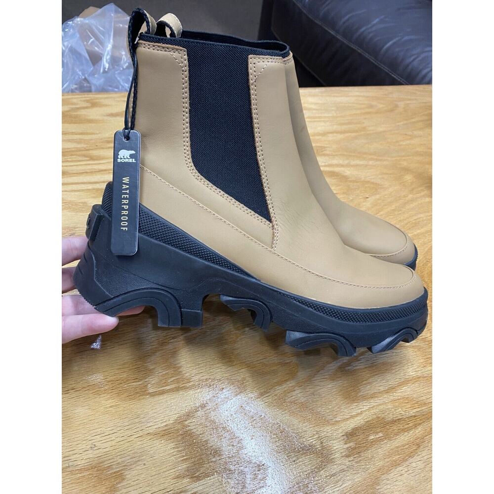 Sorel Brex Chelsea Boots Women 9 Beige Leather Pull On Waterproof LL6060-253 S49 - Picture 6 of 9